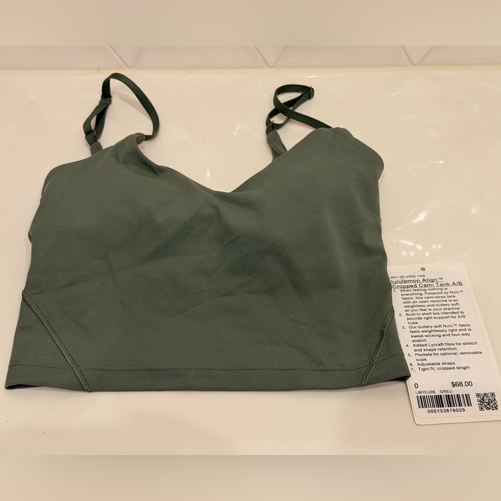 Lululemon Align Bra‎ Size 0 Green Nulu Yoga Sports Bra Light Support